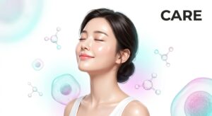 리프팅 시술 후 평온한 상태의 모델과 회복 컨셉