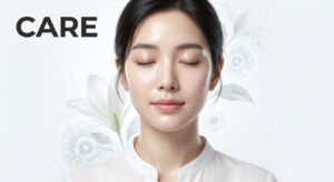 시술 후 편안한 표정의 여성 모델과 진정 케어 이미지